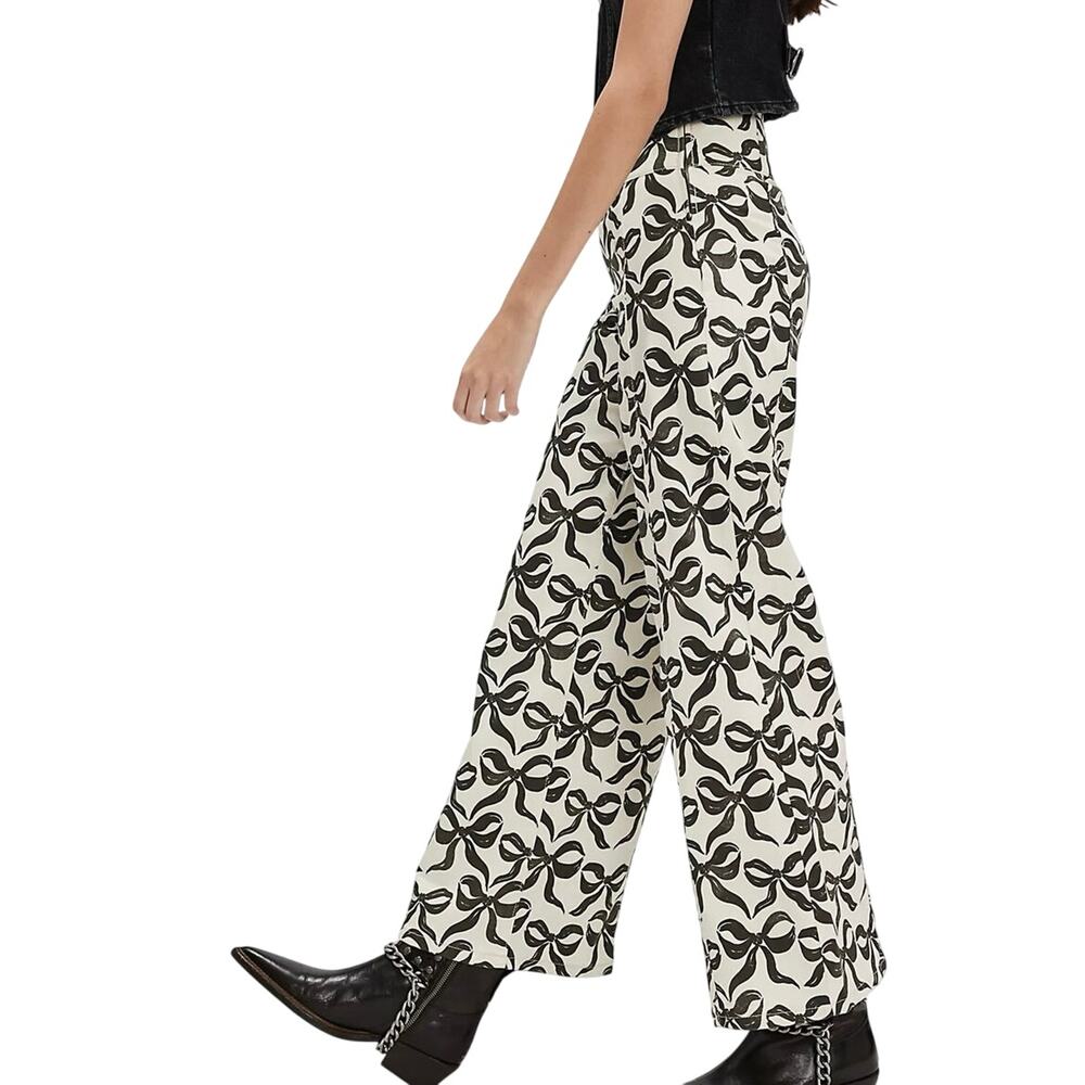 We The Free Spotlight Bows Printed Wide-Leg Jeans | Free People sz 27 NWT - Picture 2 of 10